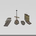 Garden Ornaments Featuring Wooden Boats on Calm Water with Clear Reflections
