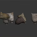 Multiple Fabric Storage Bags In Neutral Tones For Home Organization Use 3d model