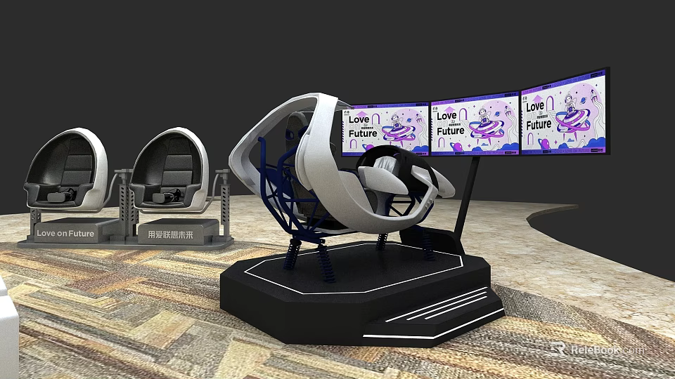 Cocoon Shaped Tech Experience Chair With Love Future Interactive Screens 3d model 