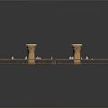 Wooden Scene Construction Components Featuring Long Planks And Cylindrical Bases