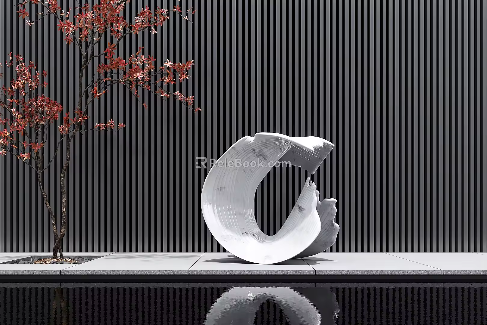 Abstract circular sculpture installation SU model 3d model