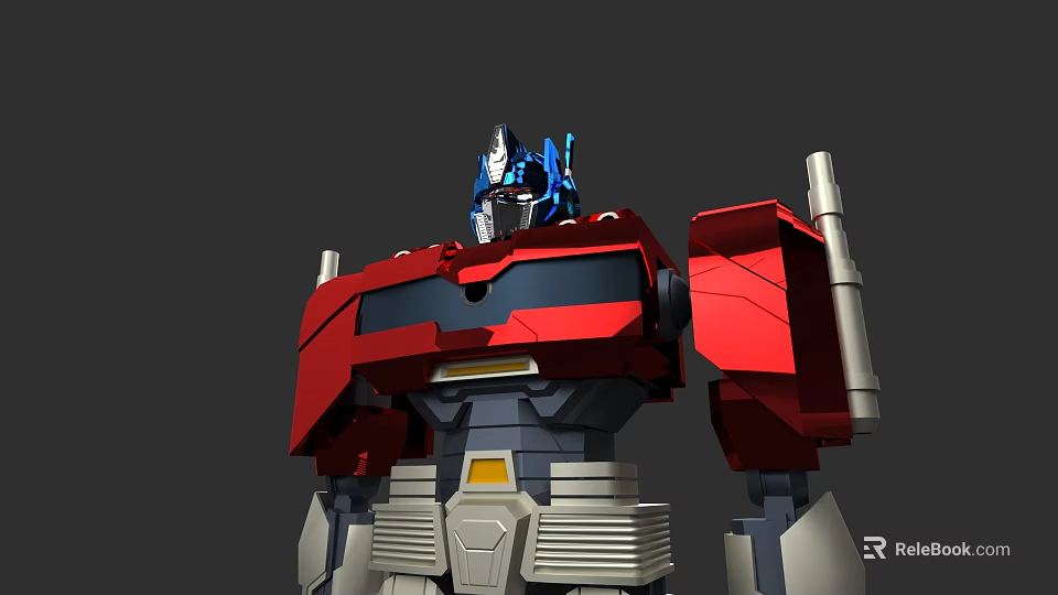 Red And Blue Game Movie Character With Metallic Armor And Head Design 3d model 