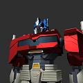 Red And Blue Game Movie Character With Metallic Armor And Head Design