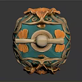 Turquoise Decorative Dispenser With Gold Accents And Orange Flower Design