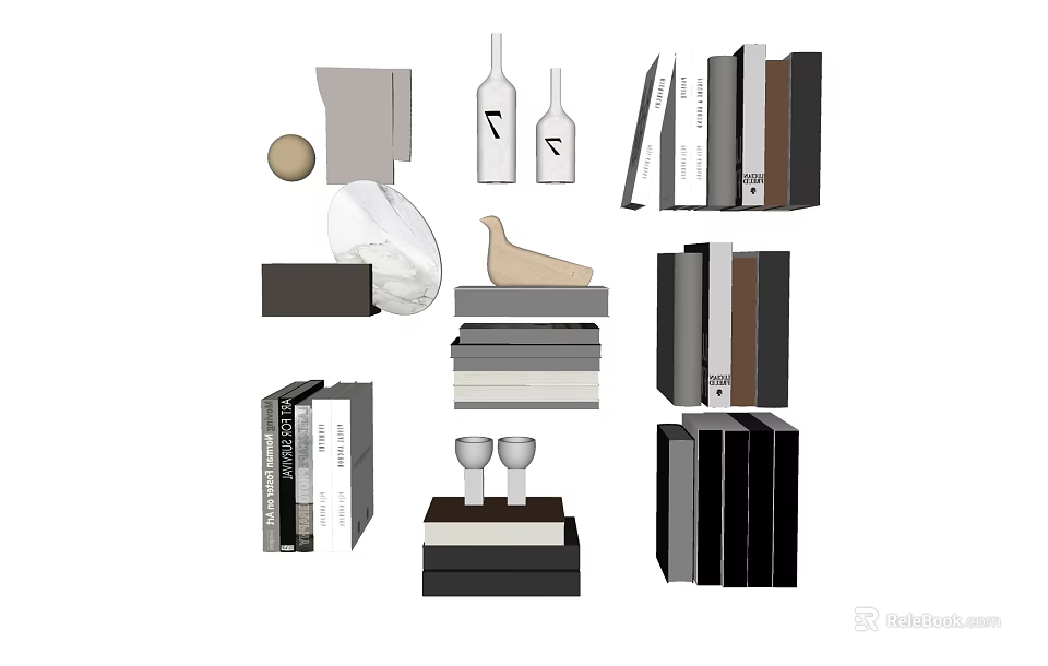 Books And Magazines Modern Collection With Stacked Arrangement And Various Sizes 3d model 