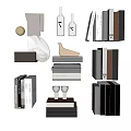 Books And Magazines Modern Collection With Stacked Arrangement And Various Sizes