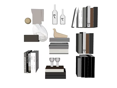 Books And Magazines Modern Collection With Stacked Arrangement And Various Sizes 3d model
