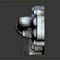 Detailed Industrial Metal Mechanical Part With Multiple Bolts And Connections