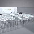 Modern Runway Show Stage With White Audience Chairs And Backdrop Setup 3d model