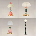 Modern Table Lamps with Colorful Bead Decorations Gold Bases and Various Shaped Lampshades