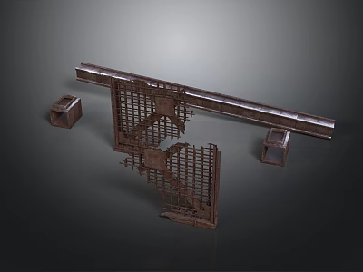 Rusted Metal Staircase Structure With Industrial Style Support Posts And Steps 3d model