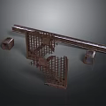 Rusted Metal Staircase Structure With Industrial Style Support Posts And Steps