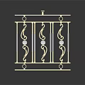 Decorative Golden Railing With Intricate Patterns Transparent Crystal Elements And Elegant Design 3d model