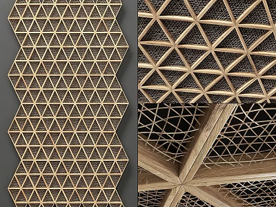 Modern Geometric Wall Decor With Triangular Grid Pattern And 3D Design Panels 3d model