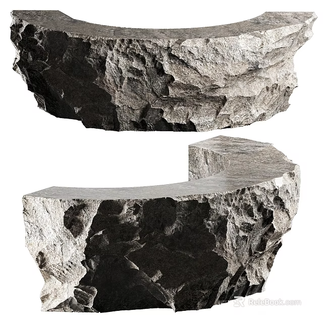 Unique Natural Rock Bar With Irregular Shape And Rough Surface Texture 3d model 