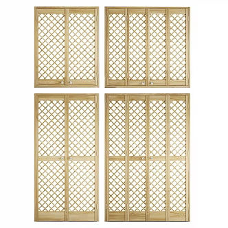 Modern wooden folding doors and windows 3d model