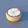Round Cake With White Cream Topping Chocolate Drizzle Design Brown Edges And Yellow Sponge Base