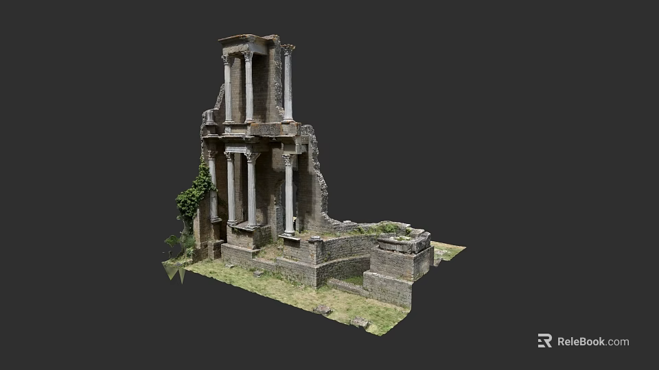 Ancient Architecture Ruins With Stone Columns Broken Walls And Green Vines 3d model 