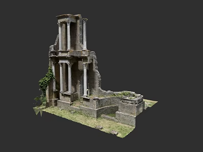 Ancient Architecture Ruins With Stone Columns Broken Walls And Green Vines 3d model