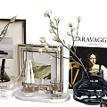 Stylish Ornamental Decor Set with Vases Photo Frames Books and Candle Holders