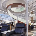 Modern Airport Interior Design With Dining Area Tables Chairs Large Windows And Decorative Column