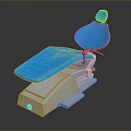 Blue Cushioned Dental Chair With White Base And Adjustable Features