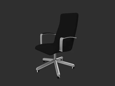 Modern Black Office Chair with Silver Armrests and Five Star Caster Base 3d model