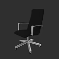 Modern Black Office Chair with Silver Armrests and Five Star Caster Base