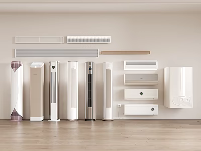 Smart Air Conditioners With Different Designs Displayed 3d model