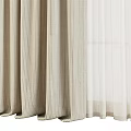 Striped linen curtains with tulle 3d model