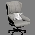 Gray Modern Office Chair With Decorative Pillow And Black Rolling Wheels