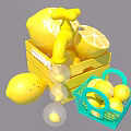 Vibrant Lemon Inflatable Decor with Faucet Shape Wooden Crate and Citrus Basket