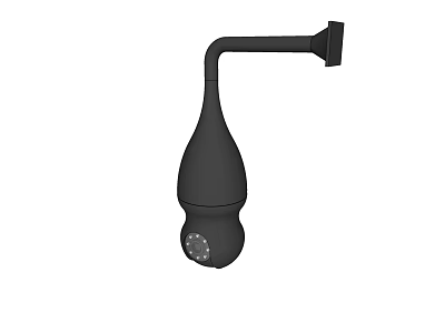 Modern Projection Surveillance Camera With Curved Mounting Arm Compact Design And Sensor Lens 3d model
