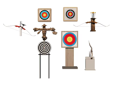 Archery Sports Equipment with Targets Bows and Stands for Training and Practice 3d model