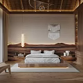 Warm Hotel Room Interior With Wooden Headboard Wall Large Windows Natural Views And White Bedding