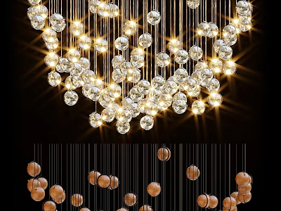 Elegant Modern Crystal Chandelier With Hanging Glass Balls And Warm Lighting 3d model