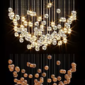 Elegant Modern Crystal Chandelier With Hanging Glass Balls And Warm Lighting