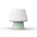 Unique Shaped Mushroom Table Lamp Featuring White Lampshade And Light Green Base 3d model