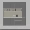 Modern Dark Gray Wine Cabinet With Built in Lighting Open Storage And Marble Countertop