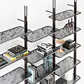 Sleek Modern Bookcase Design With Multi Tiered Shelves Books And Decorative Items