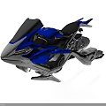 Futuristic Blue And White Hover Motorcycle With Sleek Sci Fi Design And Black Seat
