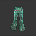 Brown Cargo Pants With Multiple Pockets Flared Legs And Belt Design 3d model