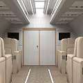 Modern Airplane Cabin Interior With Comfortable Seats Aisle Windows And Overhead Compartments