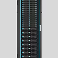 Industrial Equipment Server Rack With Multiple Vertical Slots And Blue Indicators