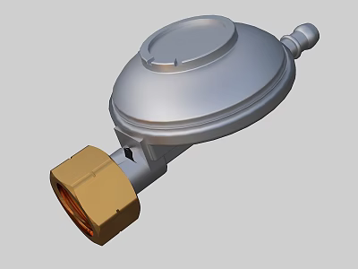 Industrial Equipment Silver Metal Regulator With Round Top And Hexagonal Connector 3d model
