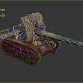 Military Vehicle With Large Cannon Barrel And Camouflage Paint Chassis Structure Design