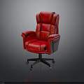 Ergonomic Red Leather Office Chair With Swivel Wheels And Comfortable Armrests