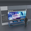 Technology Exhibition Hall Featuring Large Interactive Digital Display Screen And Industry Content Showcase