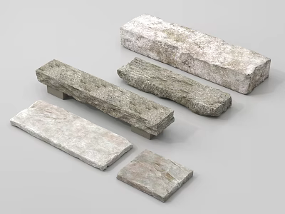 Natural Stone Slabs With Textured Surfaces In Various Shapes For Decoration 3d model