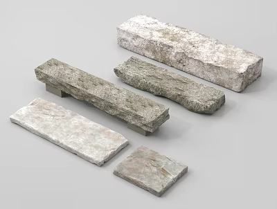 Natural Stone Slabs With Textured Surfaces In Various Shapes For Decoration 3d model